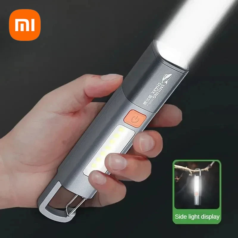 Lanterna Xiaomi SUPER, luz forte, foco variável com holofote, luzes laterais, lanterna recarregável de longo alcance.